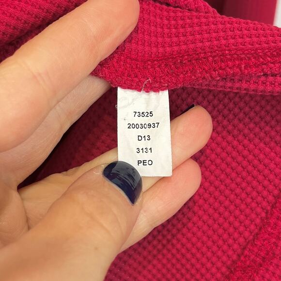 DULUTH TRADING Thermal Waffle Knit Hoodie Pullover Top Pink Size L - Picture 8 of 9